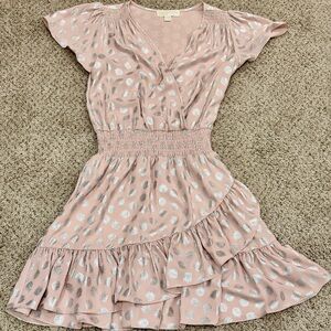 Michael Kors Metallic Romantic Ruffle Mini Dress Boho Festival Fairy Sparkle Y2K